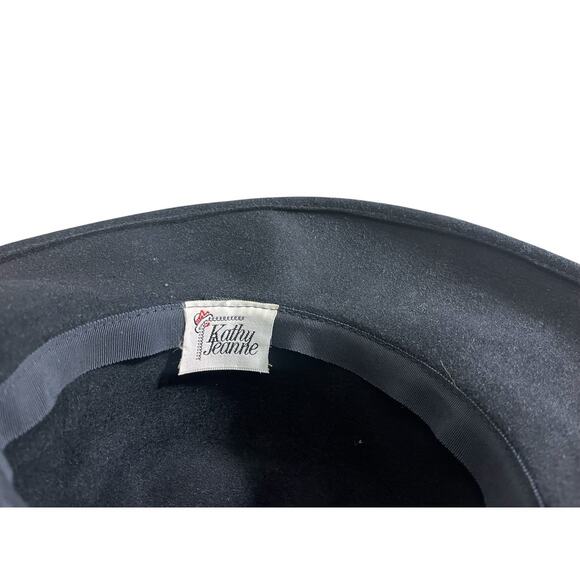 Kentucky Derby Millinery Hat Black Church Feathers Embellished Wide Kathy Jeanne main image 2